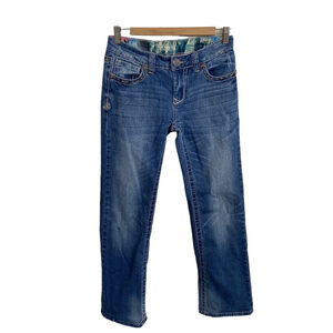 Adiktd Jeans Women's Size 4/W28 Blue Thick Stitch Rose Buttons Hemmed